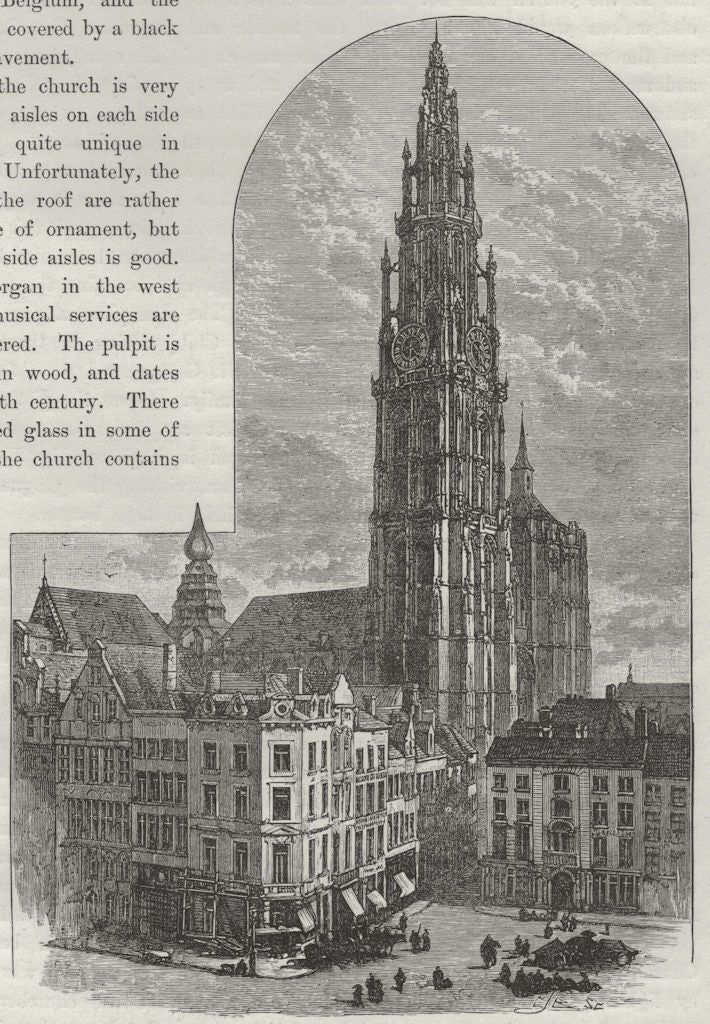 ANTWERP. Notre Dame, Antwerp 1882 old antique vintage print picture